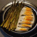 Roasted asparagus with boiled eggs